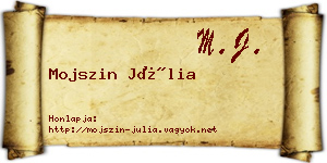 Mojszin Júlia névjegykártya